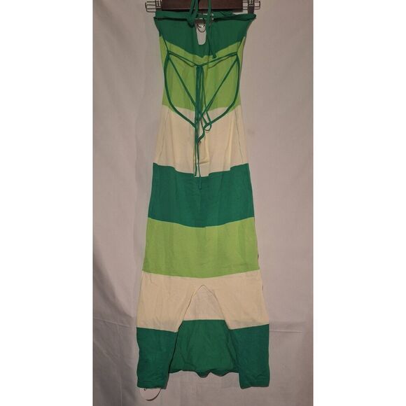 Shein VCay Womens Green Halter Bodycon Striped Dress Size Small NEW - Picture 2 of 6